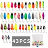 Baits Lures 1243 pièces cuillère leurre ensemble pêche appât en métal pour lac mer carpe bar Wobbler petit Mini Spinner truite gabarit boîte dure Kit accessoires 230209