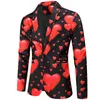 Mens Suits Blazers Valentines Gift Fashion Party Coat Casual Slim Fit Blazer Buttons 3D Heart Print målning Jacket Män 230209