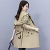 Women's Trench Coats Fashion Women Mid-Length Coat 2023 Spring Autumn Korean Double Breasted Slim Windbreaker Ladies Overcoat 3XL H2206