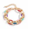 Link Chain Lacteo Bohemian Colorful Painted Aluminium Chain Charm Armband Jewelry for Women Fashion Trendy Cross Chain Bangle Armband G230208