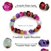 Kralen groothandel Irregar Natural Gemstone handreeksen met ijsscheuren 10x11mm geconfigureerd gemengd color agaat armband SZ3B033 Shippin DHGPS