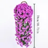 Flores decorativas Plantas artificiais Falsas penduradas Violet Wall Wisteria Basket Party Wedding Home Decoration