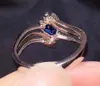 Cluster Rings Sapphire Y415 Pure 18 K Natural Royal Blue Gemstones 0.62ct Diamonds Gems Female Ring