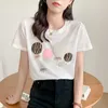 Kvinnors t-shirt ren bomullsbindblommor kortärmad t-shirt sommar ny ins koreansk stil streetwear mode desinger topp grafiska tees y2302