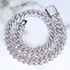 Chains Iced Out Bling 15mm Width Pink White Cubic Zirconia Cz Miami Cuban Link Women Jewelry Hiphop Necklace