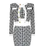 designer Women's new 3 piece Dress Premium Luxury celebrities Geometric knitted jacquard lion button cardigan slim three skirt 9S5K