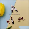 Charms 10st Red Wine Bottle Glass Goblet Emamel Pendant Earring Diy Fashion Zinc Eloy for Jewelry Making Accessory Drop Deli DHF4W