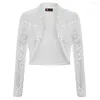 Women's Jackets Women Coats Sequined Bolero Shrug Long Sleeve Open Front Sparking Sequins Fashion Vintage Slim Solid Autumn Lady Tops Female