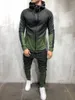 Felpe con cappuccio da uomo Zip stampata sfumata 3D Hip Hop Sports Set Indoor Outdoor Wear Muscle Keep Fit Hooded