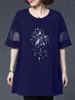 Kvinnors blusar 6xl Loose Women Spring Summer T-shirt Lady Fashion Corte Sleeve O-Neck Collar Star Printing Blusas Tops WY0712