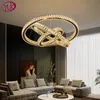 Kroonluchters moderne kristallen kroonluchter voor woonkamer drie ringen slaapkamer led hangende lamp goud/zilver huisdecor cristal light armatuur