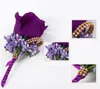 Fiori decorativi 5 pezzi/borsa Fiore all'occhiello per matrimonio fatto a mano Sposo Groomsman Corsage Fiore artificiale Viola scuro Rosa di seta Festa da uomo