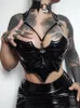 Kvinnors tankar Camis Goth Dark Bat Form Faux Pu Mall Gothic Grunge Crop Tops Women Punk Black Sexig Backless Camis Bodycon Emo Party Tube Top Summer 230209