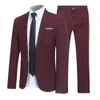 Men's Tracksuits Men Business Suit Set Classic Stylish Lapel Buttons Pockets Blazers Male High-end Social Formal Suit 2Pcs Set Groom Wedding Suit 230208