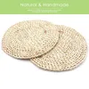 Table Mats 6 Pack 11.8 Inch Round Handmade Corn Straw Husk Woven Placemat Braided Rattan Grass Coasters Mat Heat Resistant