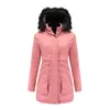 Trenchs de femmes manteaux veste longue réversible pour femmes hiver extérieur manteau chaud à capuche avec col en fausse fourrure coupe-vent coton rembourré vêtements d'extérieur