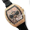 Ny Rose Gold Quartz Movement Watches Steel Case Luxusuhr Multifunktion Mens Watch Rubber Band Orologio Di Lusso Wristwatches255T