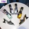 Lady Summer Rom Gladiator 2021 Sandaler Kvinnor Läder Högklackade skor Handgjorda PVC Square Toe Slip-On Zapatos Mujer T230208 930