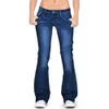 Women's Jean Jeans Bell Bottom Mid Rise Bootcut Flare för Slim Pants Byxor 230209