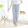 Kvinnors sömnkläder Summer Sleep Bottoms Bomull Crepe Trousers Pants Thin Par Home Anti-Myggo Solid Sticked Wear for Women