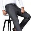 Mens Pants Arrival Casual Business Men Mid Full Length Soft Trim Brand Trousers Regular Straight Black Grey Large Size 3040 230209