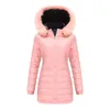 Trenchs de femmes manteaux veste longue réversible pour femmes hiver extérieur manteau chaud à capuche avec col en fausse fourrure coupe-vent coton rembourré vêtements d'extérieur