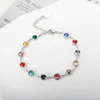 Link Chain JINHUI Colorful Bejeweled Bracelet Popularity T S Stainless Steel Bangle for Women 12 Birthstones Rainbow Crystal Chain Jewelry G230208