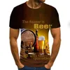 Men's T Shirts Beer 3D Printing T-Shirt Men Funny Novelty O Neck Short Sleeve Top