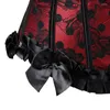 Bustiers Korse Kadın Gotik Çiçek Dantel Up Corset Elbise Showgirl Clubwear Lingerie Kostüm Burlesque Vintage ve Etek Seti