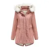 Femmes Trench Manteaux Veste D'hiver Femmes 2023 Plus La Taille À Capuche Rose Parka Femme Vers Le Bas Coton Pardessus Casual Noir Chaud Rembourré Manteau Femme