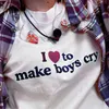 Dames T-shirt Harajuku Letter Ik vind het geweldig om jongen te huilen. Print Skory Crop Tops Women Y2K Kawaii Streetwear bijgesneden tee Y2302