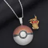 Hangende kettingen Jiang Yunsheng's dezelfde full-diamond fee-ball hanger ketting heeft een ingebouwde picchu hiphop cartoon persoonlijkheidspaar sieraden