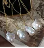Chaînes en gros 16-17mm grand collier pendentif perle d'eau douce baroque avec chaîne en or plaqué argent sterling 925