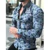 Mäns casual skjortor män vintage blommor 3d tryck hawaiian knapp upp klänning smal passande långärmad strand streetwear män kläder