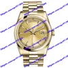 Högkvalitativ asiatisk 2813 Automatisk klocka 118208 Men's Watch 36mm Gold Dial Women's Watch Gold rostfritt stål Rem Sapphire Glass 118238 118209 Fashion Wristwatch