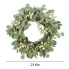 Decorative Flowers 55cmArtificial Green Eucalyptus Leaves Garland Wedding Decoration Fake Plant Wreath Festival Party Door Window Hanging