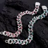 Link Chain Fashion Hip Hop Pink Crystal Cuban Link Chain armband voor vrouwen 13 mm verharde strass dikke Cubaanse armband 2022 sieraden cadeau G230208