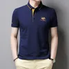メンズポロスMLSHPコットンメンズポロシャツ高品質の半袖刺繍ビジネスカジュアル男性トップスリムフィットゴルフマンTEES 4XL 230209