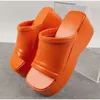 Women's Sandals Square 2022 Toe Leather Platform Ladies Shoes Summer Mode Tjock Bottom Female Slipper Woman Flip-Flop 3C90