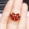 Cluster Rings Natural Real Red Garnet Ring 4 5mm 0.5ct 7pcs Gemstone 925 Sterling Silver Fine Jewelry Women X23163