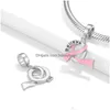 Charmes sier kleuren hangers roze stromend lint gelukkige letter charme hanger voor jiuhao originele armband ketting diy sieraden dhm0n