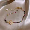 Braccialetto di perline d'acqua dolce naturale della perla di modo della Corea del filo di perline Donne semplici gioielli di polsino di cristallo di perline multicolori ASL136