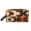 Kosmetiska väskor mönster retro oausiellt i orange och mörkbrun toalettråse påse modern geometrisk makeup arrangör lagring dopp kit fodral