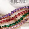 Tennis Cr Jewelry Colof Bracciale donna One Row Crystal Rhinestone Bangle Wristband Elastic Wedding Bridal Girls Bi Dhcjn