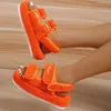 Platform Women Fur 2022 Summer Thick Flat Slides Sandals Girl Fashion Casual Beach Ladies Open-Toe Plus Size Shoes T2302 b587
