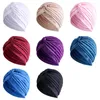 Abbigliamento etnico Donne alla moda Musulmano Raso di seta incrociato Ruffle Turbante Cappello Copricapo Sciarpa Berretto Cancro India Foulard Bandane Lady Hair