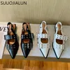 Spring New Sandals Suojialun 2024 Brand Women Fashion Buckle Ladies Slips dip on Mots proced toe shetalow dress Sandal Shoes T230208 30d38
