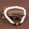 Strand Natural White Chalcedony Garnet Armband Bangle for Women Jewelry Buddha Elastic Yoga Stone Bead Armband Drop