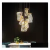 Hanger lampen led luxe kunstpapier ijzer acryl desinger hangende gouden kroonluchter verlichting glans suspensie armatuur lampen voor foy dh2jp