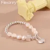 Link Chain Foxanry Ins Fashion Pearl Elasticiteit Bracelet Bruid Sieraden voor vrouwen Creative Simple Love Heart Kralen Keten Holiday Accessoires G230208
